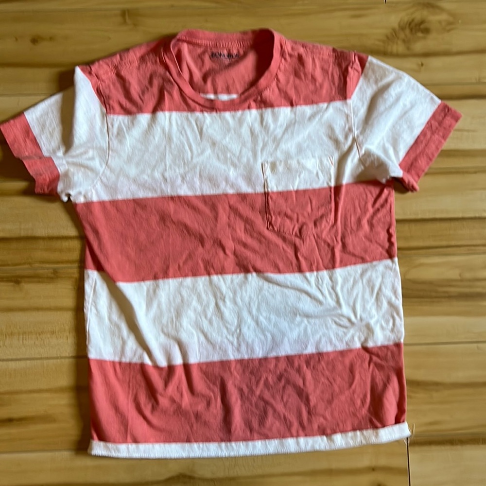 Bonobos pocket tee, pink and white striped